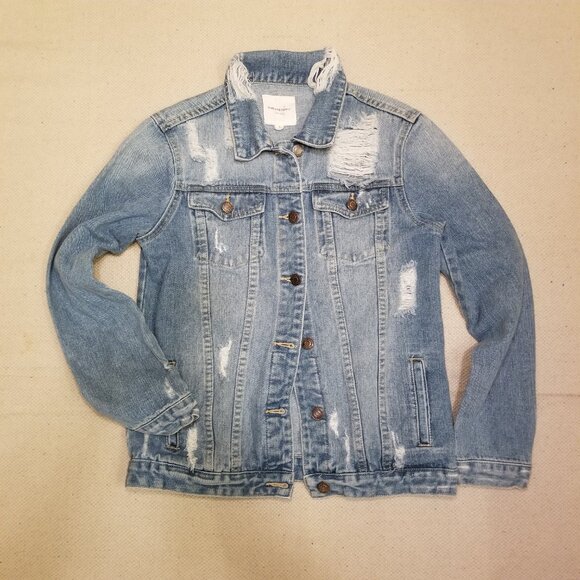 Thread & Supply Women's Small Distressed Jean Denim Jacket - Picture 1 of 11